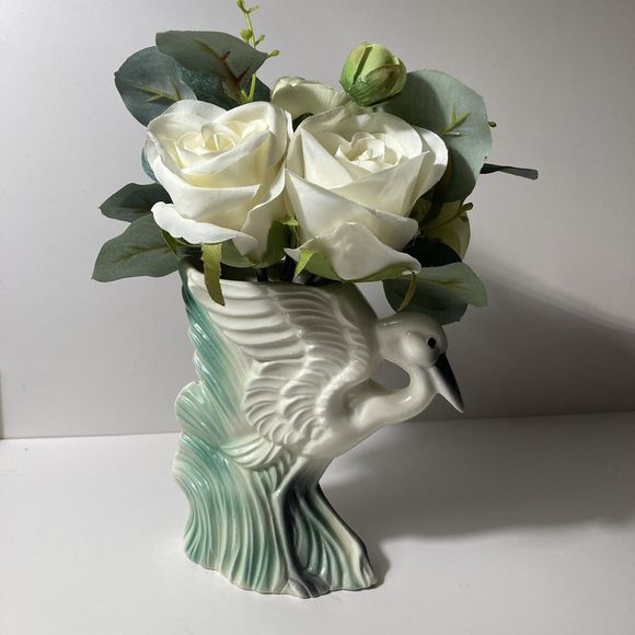 VTG Stuart McCulloch California Ceramics Swan White Flamingo Vase Figurine MCM - Picture 12 of 16